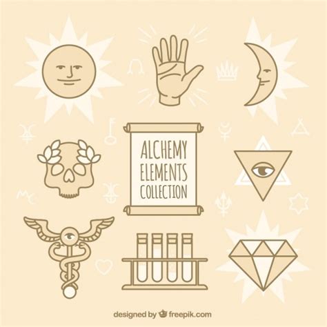 Free Vector Alchemy Symbol Collection In Linear Style