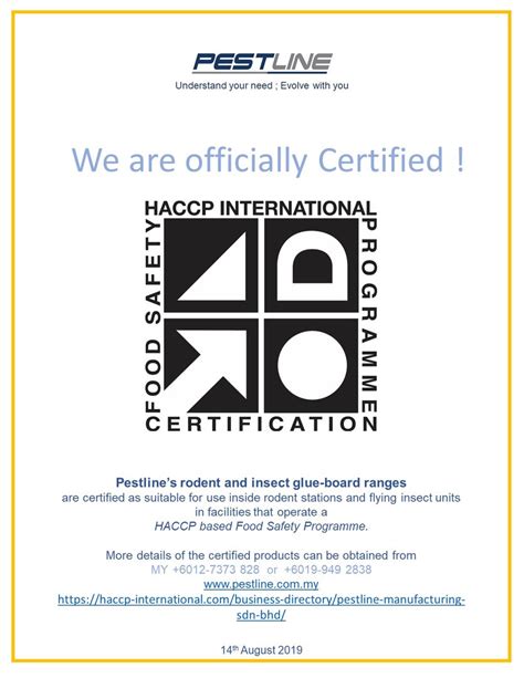 Haccp International Certification Pestline Sdn Bhd