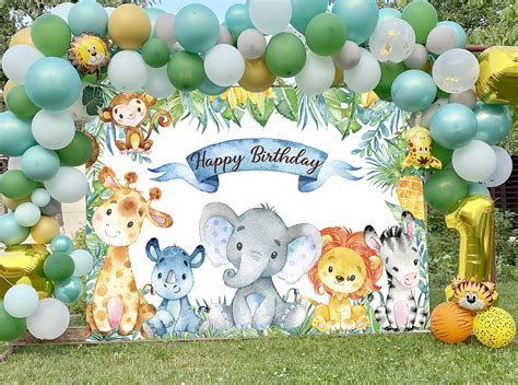 Buy Jungle Safari Theme Birthday Backdrop 7x5ft Forest Animals Happy