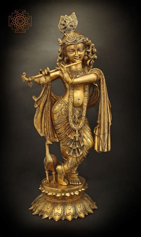 26 Lord Krishna Playing The Flute In Brass Handmade Made In India