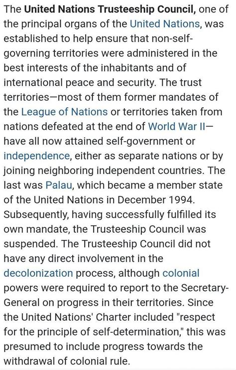 Short Note On Trusteeship Council