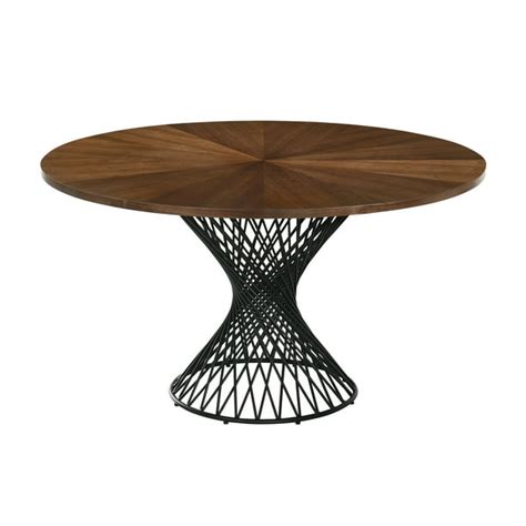 Cirque 54 Round Mid Century Modern Pedestal Walnut Wood Dining Table
