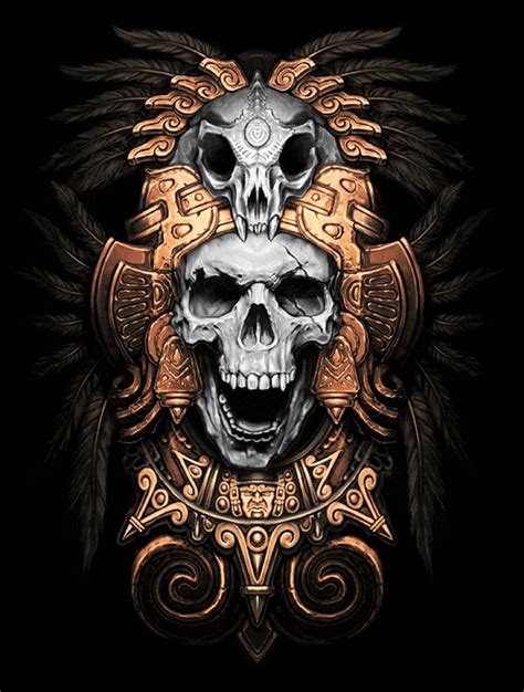 Native Indian Chief Skull Calaveras Aztecas Aztec Skulls