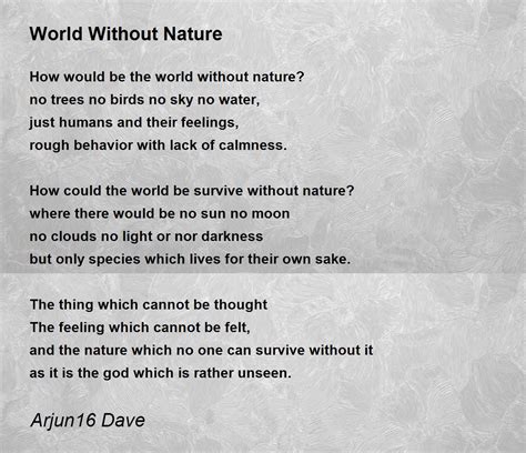 World Without Nature Poem By Arjun16 Dave Poem Hunter