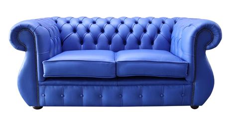 Blue Leather Chesterfield 2 Seater Sofa Designersofas4u