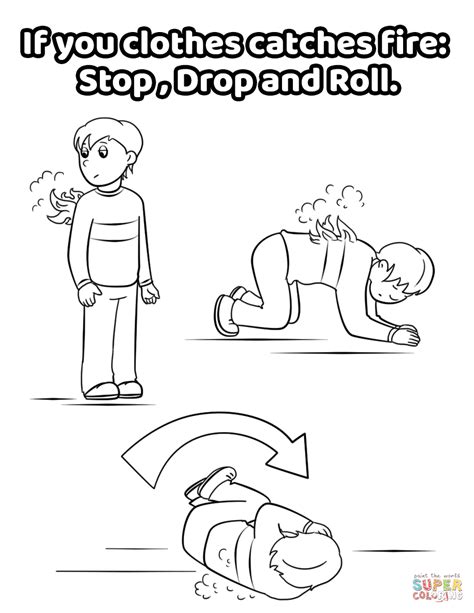 Stop Drop And Roll Coloring Pages