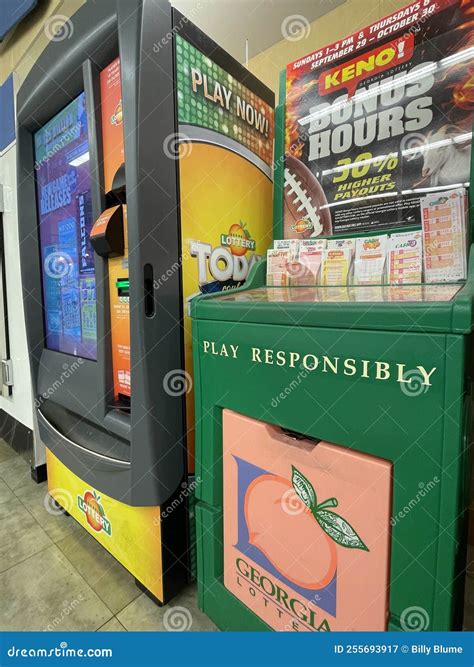 Retail Grocery Store Georgia Lottery Machine and Booth Editorial