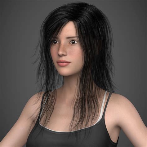 Photo Realistic Young Brunette Teen Girl With Hair Top