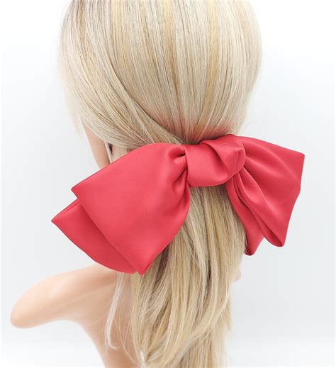 Oversize Satin Hair Bow Droopy Stylish Women French Barrette Etsy