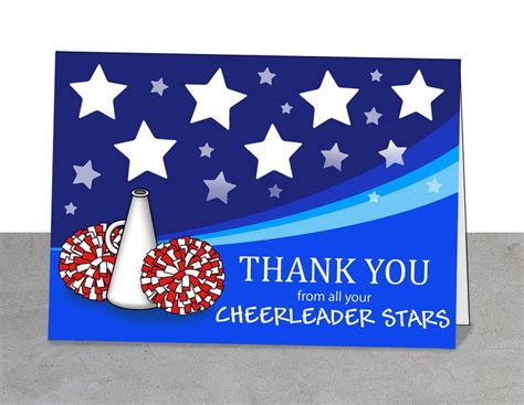 Cheerleader Thank You Card Cheer Printable Coach Gifts Cheerleading