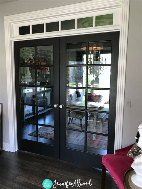 These Painted Black French Doors With A Transom Window Add So Much