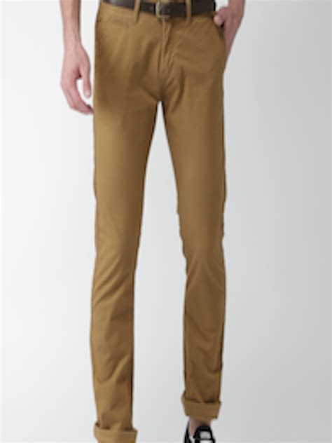 Buy Celio Men Brown Straight Fit Solid Chinos Trousers For Men