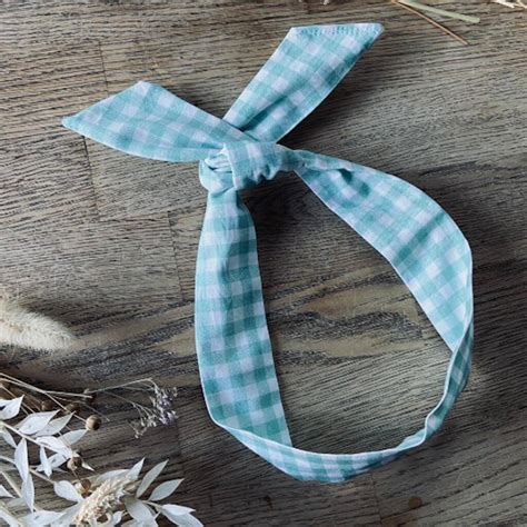 Wire Twist Headband And Scrunchie In Blue Gingham By While Stanley Sleeps