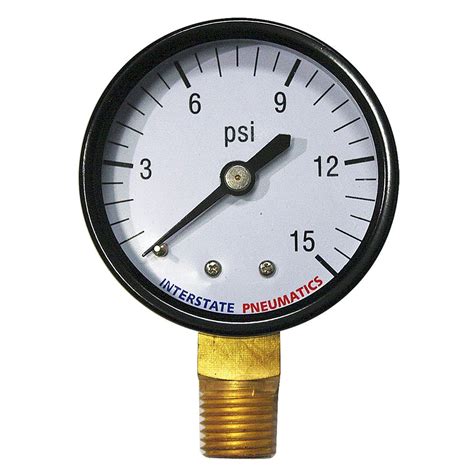 Interstate Pneumatics G2012 015 Pressure Gauge 15 Psi 2 Diameter14