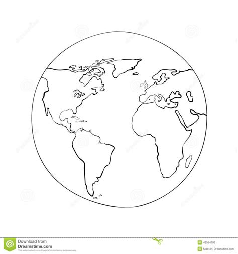 Simple Round World Map Outline Map Of World