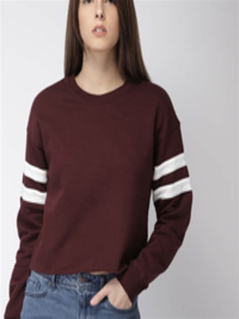 Buy Forever 21 Women Maroon Solid Sweatshirt Sweatshirts For Women