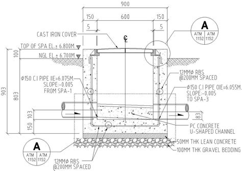 Water Tank Manhole Section Autocad Drawing Dwg File Cadbull Detailed
