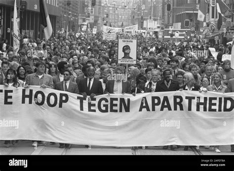 Anti Apartheid Demonstration In Amsterdam The Headline Of The
