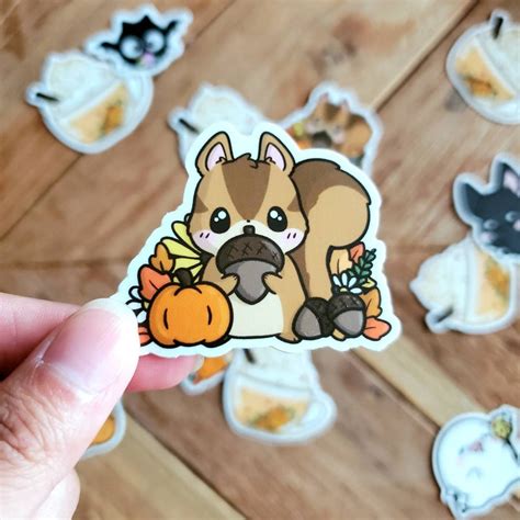 Cute Autumn Stickers Fall Stickers Squirrel Sticker Etsy