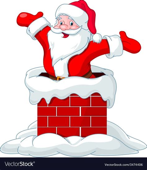 Santa Claus Jumping From Chimney Royalty Free Vector Image Cute