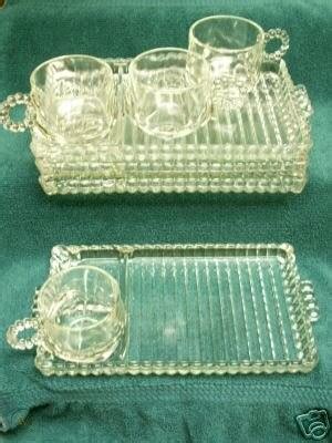 Imperial Glass Candlewick Boopie Snack Tray Cup Set