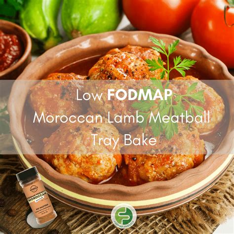 Low Fodmap Moroccan Lamb Meatball Tray Bake Featuring Mingle Moroccan
