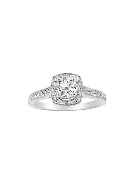 A matching band can be designed for this engagement ring. Square Halo with Round Cut Diamond Engagement Ring - Bridal & Engagement