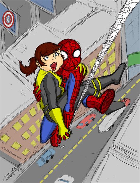 Spiderman Peter Parker With Kitty Pryde Swinging By Diazh2xtremppkp