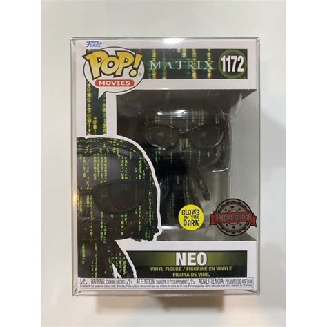 Funko Pop Movies Neo Matrix Glow In The Dark Special Edition FREE Boss Protector