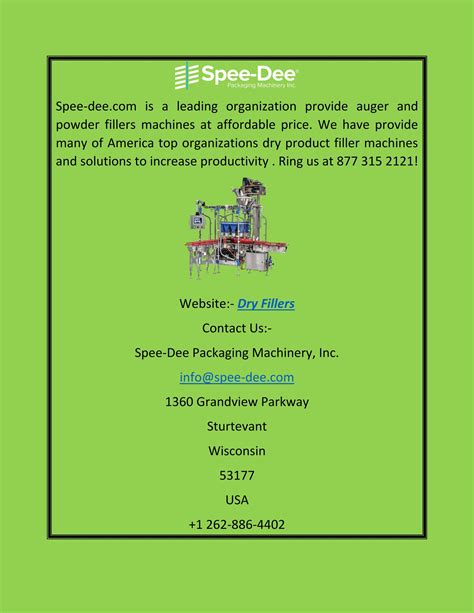 Powder and Dry Product Fillers Machines by speedeeco - Issuu