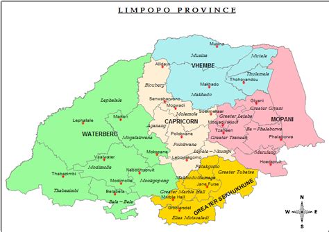 Map Showing The Health Districts Of Limpopo Province In 2009 Download