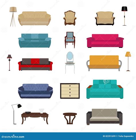 Set Of Furniture Modern Flat Style Vector Illustration Stock Vector