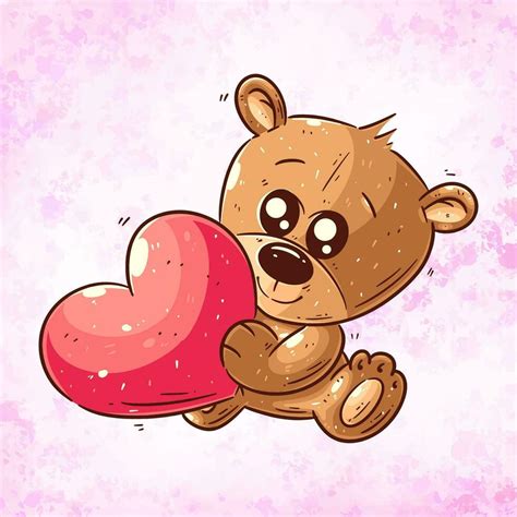 Cute Bear Holding Heart Cartoon Vector 25916850 Vector Art At Vecteezy