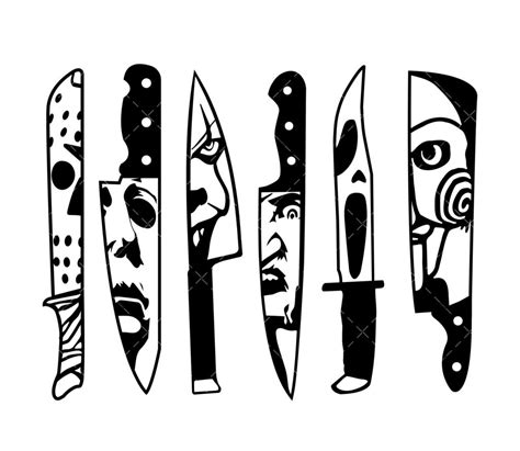 Horror Movie Characters In Knives SVG PDF PNG Halloween SVG Design