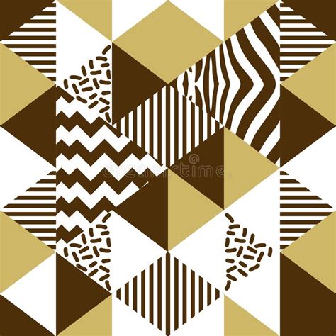 Golden Geometric Triangle Seamless Pattern Vector With Golden Colors