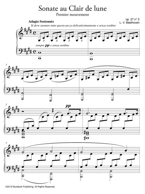 partition ipad adagio de la sonate au clair de lune piano de ludwig van beethoven ean