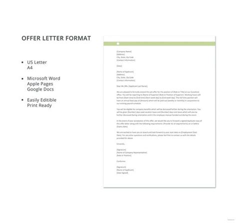 70 Offer Letter Templates Pdf Doc Free And Premium Templates