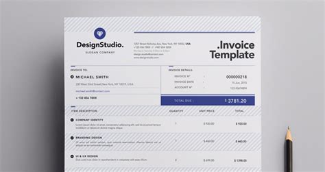 professional invoice template misc print pixeden
