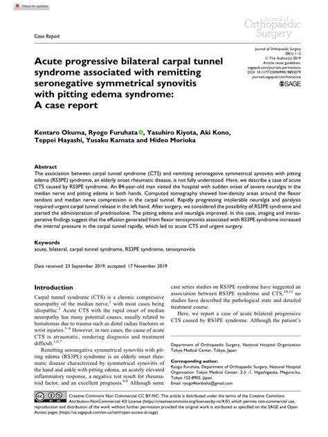 Pdf Acute Progressive Bilateral Carpal Tunnel Syndrome Associated