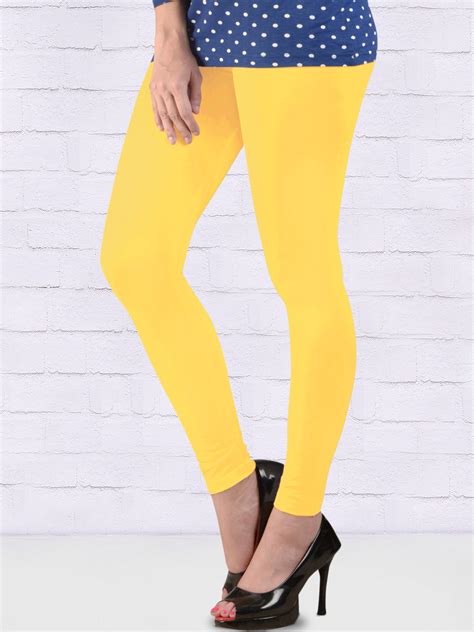 Ffu Bright Yellow Solid Ankal Length Leggings G3 Wlj0086
