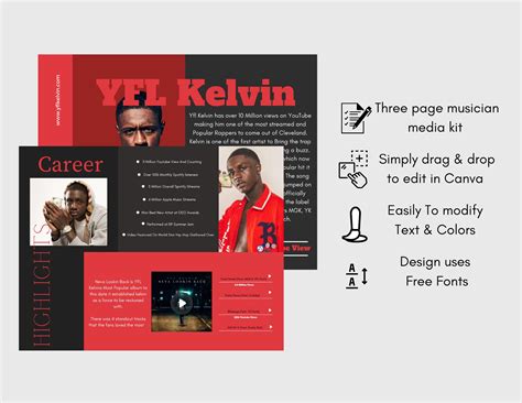 Electronic Press Kit Media Kit Template For Musicians Etsy