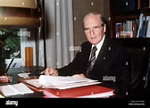German president Karl Carstens at his desk in Villa Hammerschmidt in ...