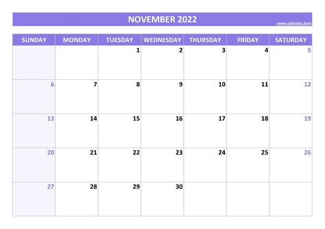 November 2022 Calendar Free Printable Calendar Com Free Printable