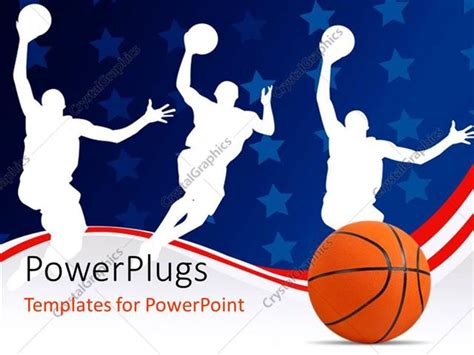 Powerpoint Template Basketball With Silhouette Of Basket Players On
