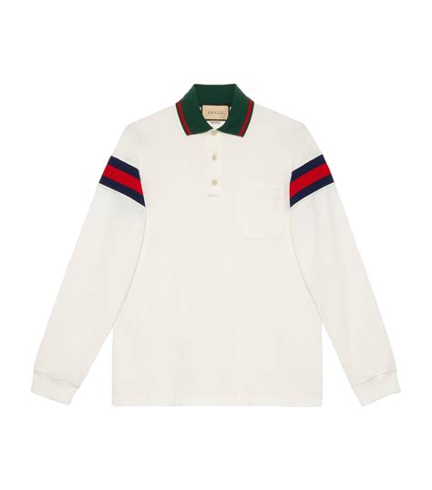 Gucci White Web Stripe Polo Shirt Harrods Uk