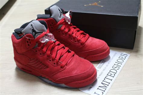 Nike Air Jordan 5 V Retro Bg Gs Red Suede Black 440888 602 Youth Big