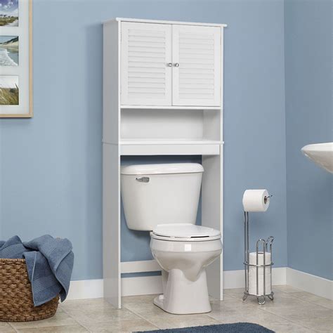Well, the answer to your question is no, over the toilet cabinets are securely hung on the wall of the toilet and stand no risk of falling from that position. Gymax Bathroom Space Saver Over The Toilet Shelved Storage ...