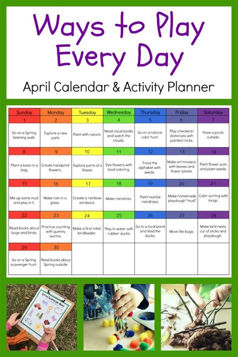 Ways To Play Every Day April Activity Calendar For Preschoolers
