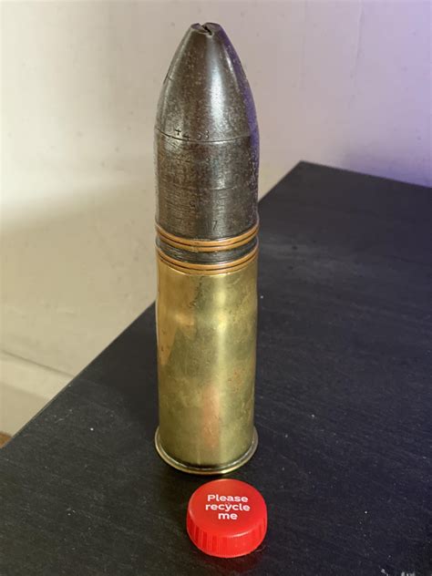 A Ww1 Anti Aircraft Round 37mm Exploding Shell “pom Pom” Coke Lid For
