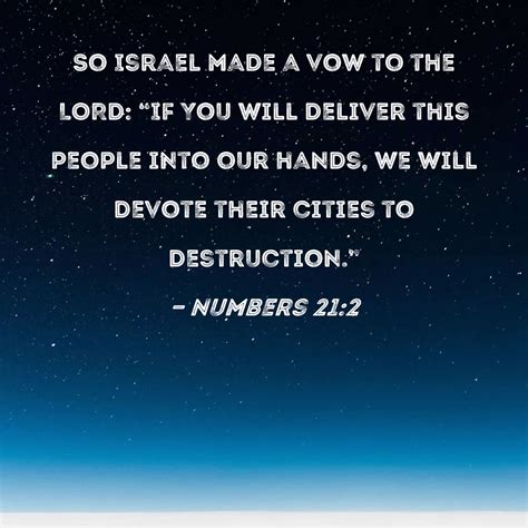 Numbers 212 So Israel Made A Vow To The Lord If You Will Deliver